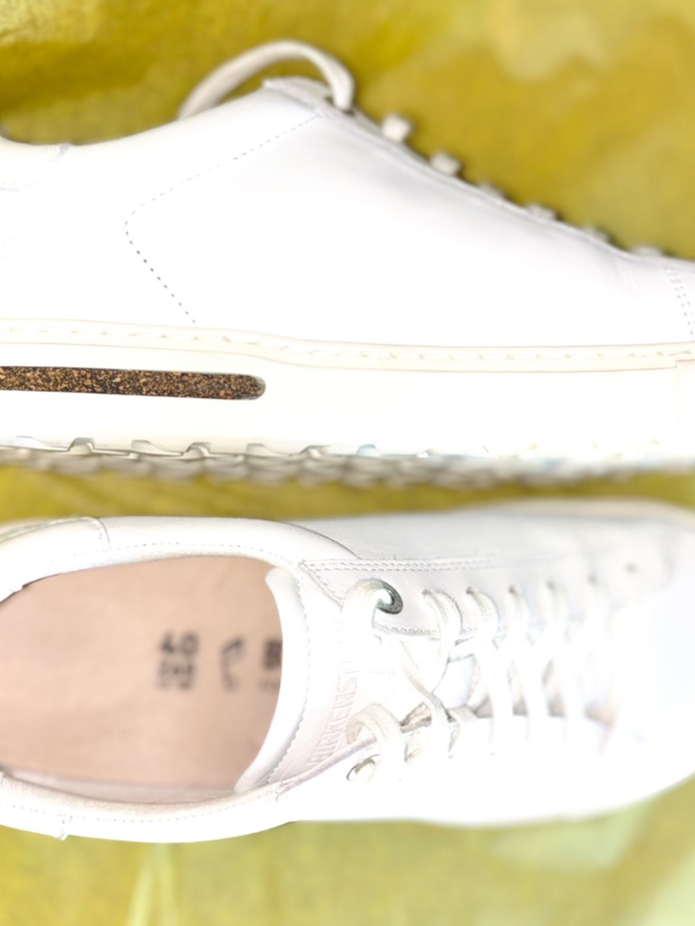 New Birkenstock BEND White Leather & Cork Sneakers Paid $165.00 40 (9-9.5 Wmn) - Picture 11 of 16